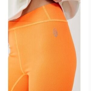 Free People Ribbed Seamless Bike‎ Shorts Orange V Waist Activewear